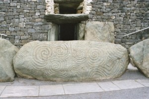 Stone in front of Newgrange, Ireland. Photo provided by Wikimedia.