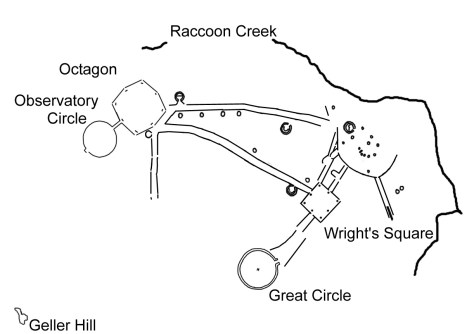 Layout of Newark Earthworks Main layout of Earthworks in Newark, Ohio